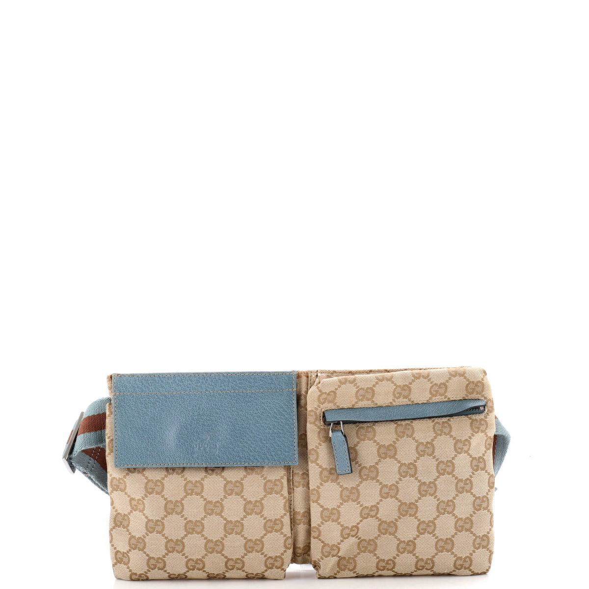 Gucci GUCCI Vintage Double Belt Bag GG Canvas with Leather