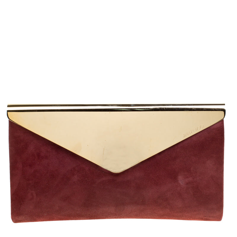 Jimmy Choo Burgundy Shimmering Leather Charlize Clutch