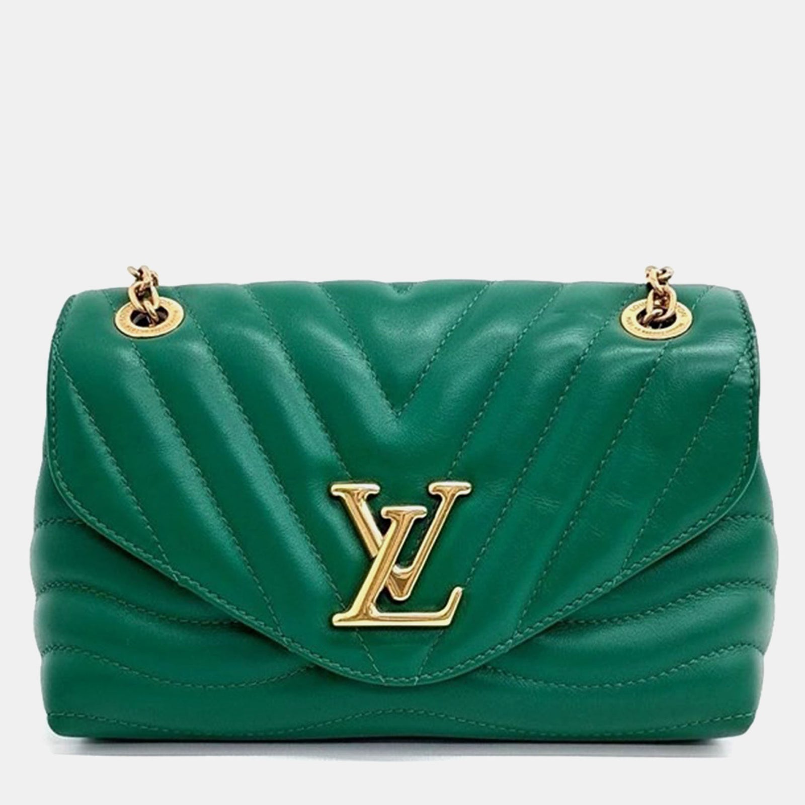 Louis Vuitton Sac à bandoulière en cuir vert avec chaîne New Wave