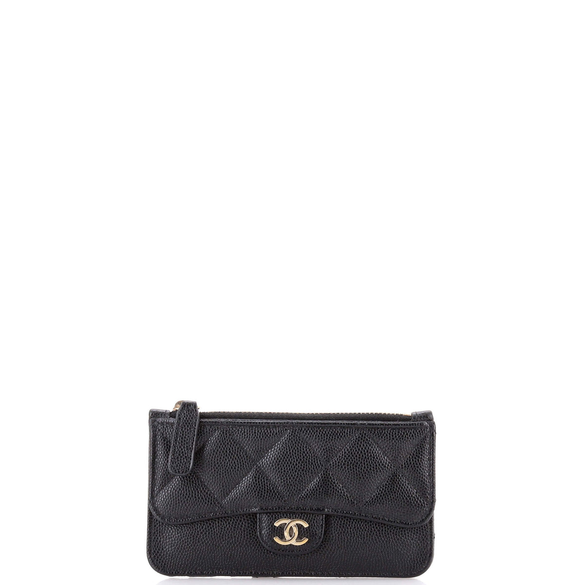Chanel CHANEL Flap Zip Card Holder Quilted Caviar