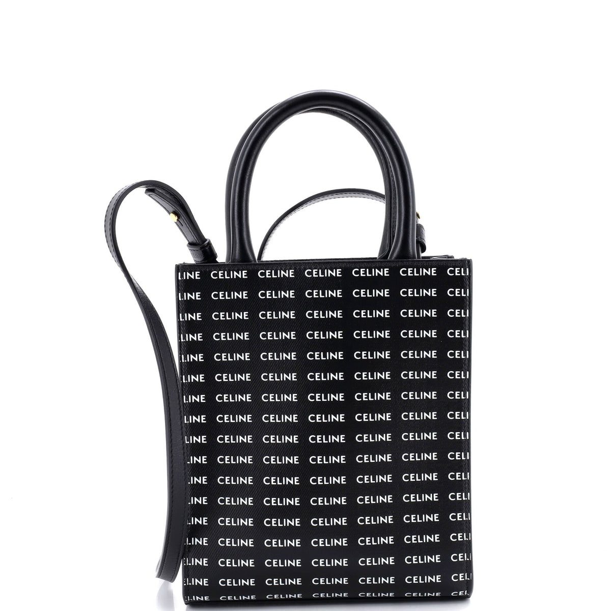 Celine CELINE Vertical Cabas Tote All Over Logo Print Leather Mini