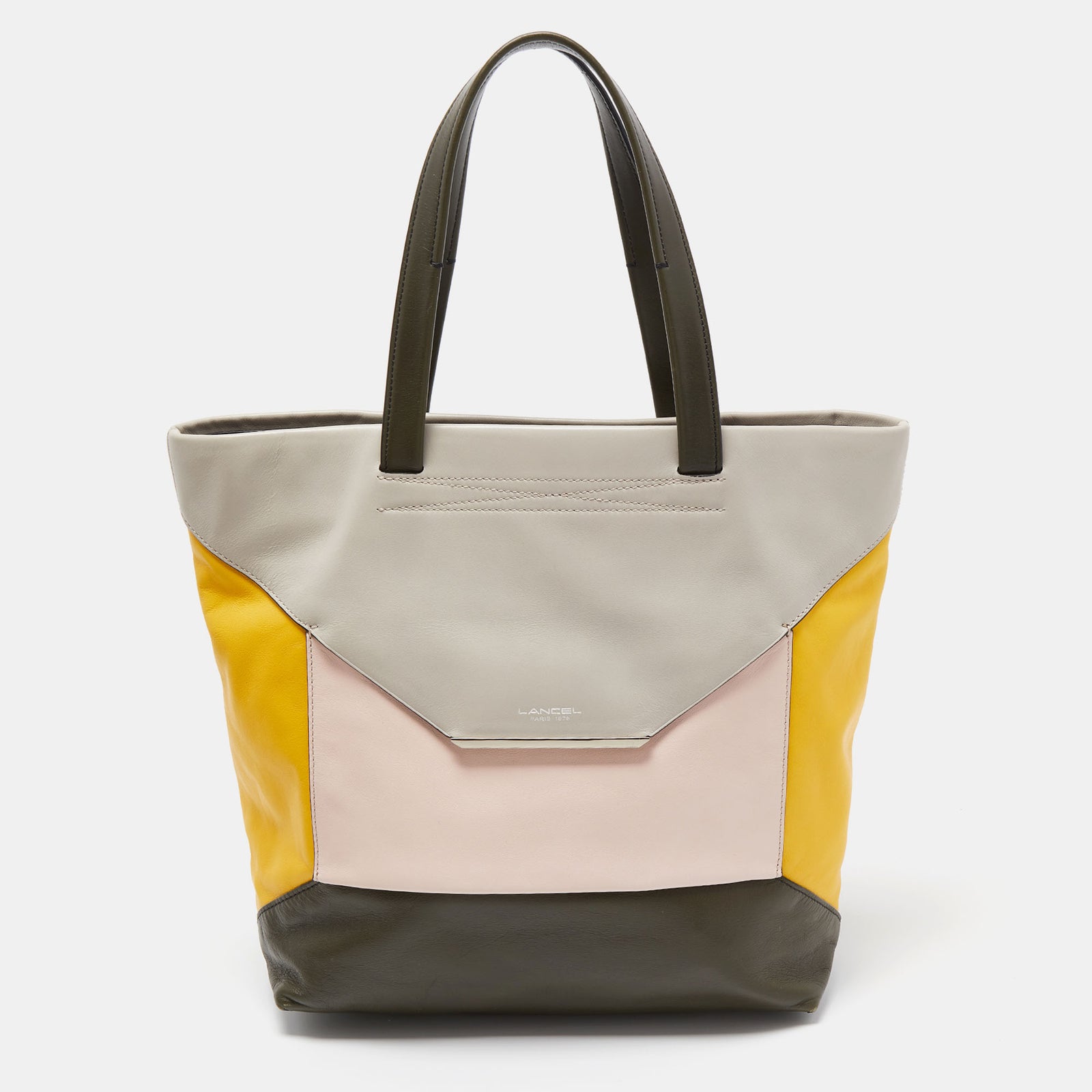 Lancel Multicolor Leather Block Envelope Tote