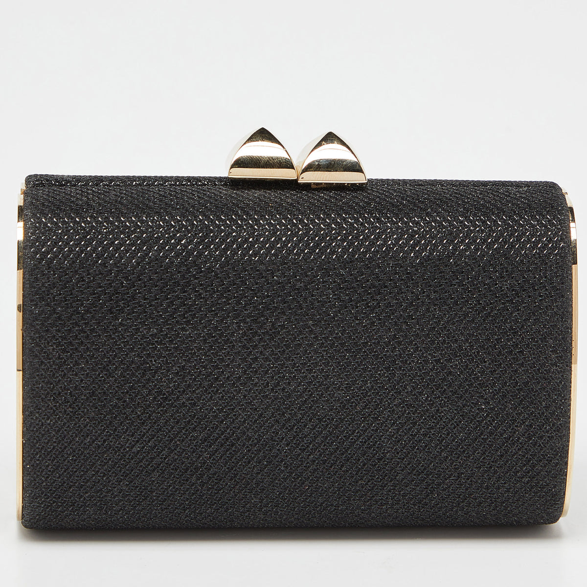 Jimmy Choo Black Fabric Lurex Frame Clutch