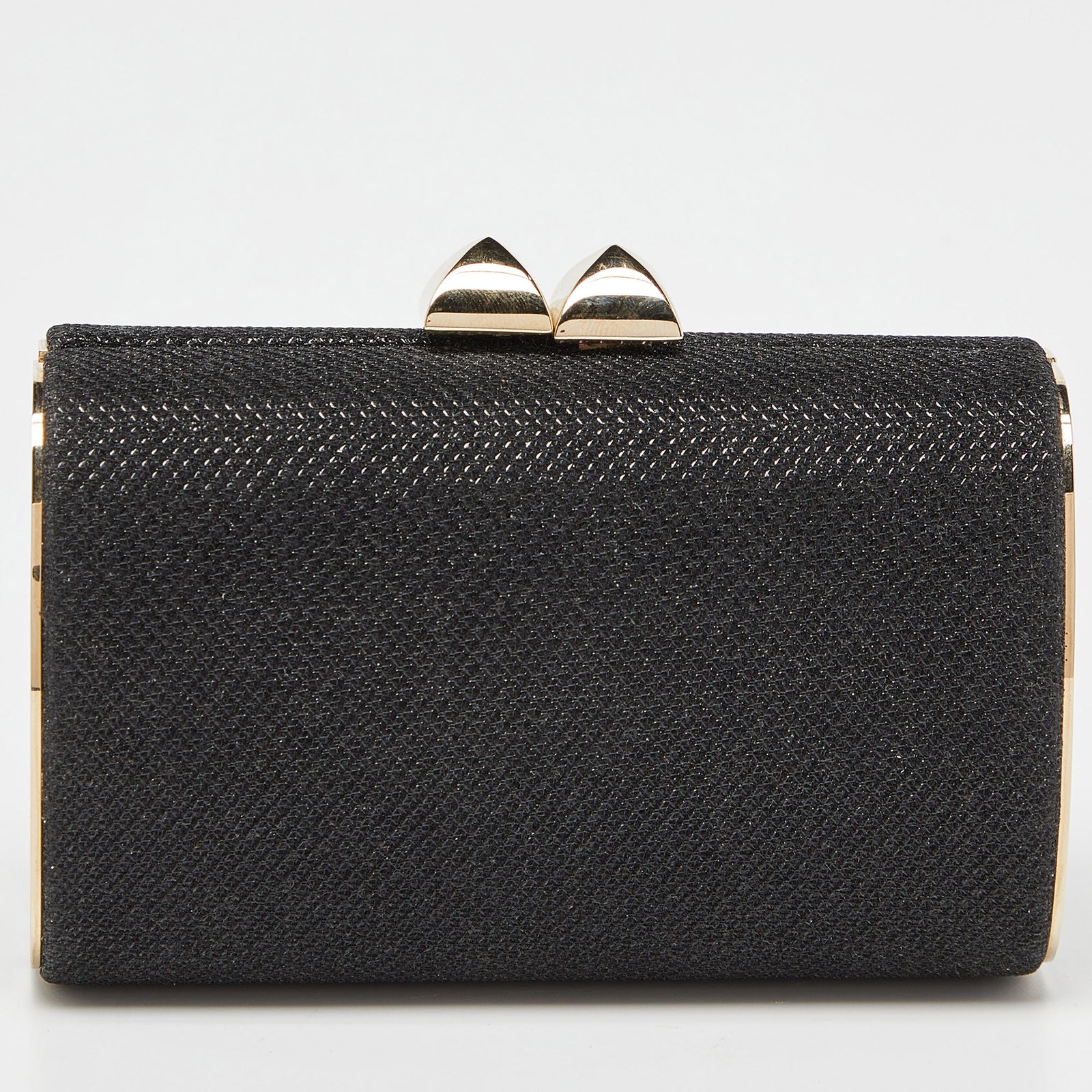 Jimmy Choo Black Fabric Lurex Frame Clutch