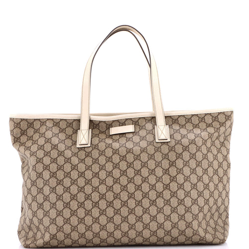 GUCCI Plus Tote GG Coated Canvas with Leather Large