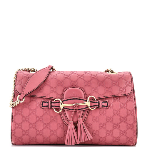 GUCCI Emily Chain Flap Bag Guccissima Leather Medium