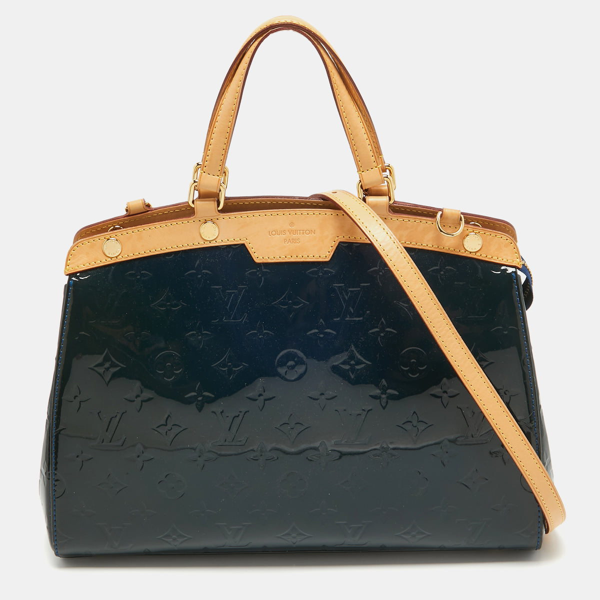 Louis Vuitton Bleu Nuit Monogram Vernis Brea MM Bag