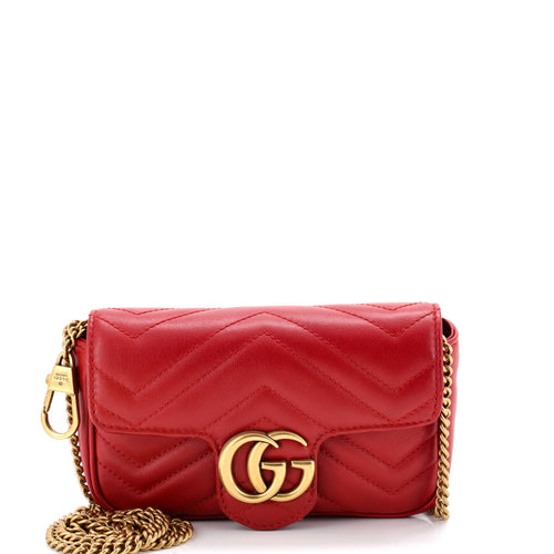 GUCCI GG Marmont Flap Bag Matelasse Leather Super Mini