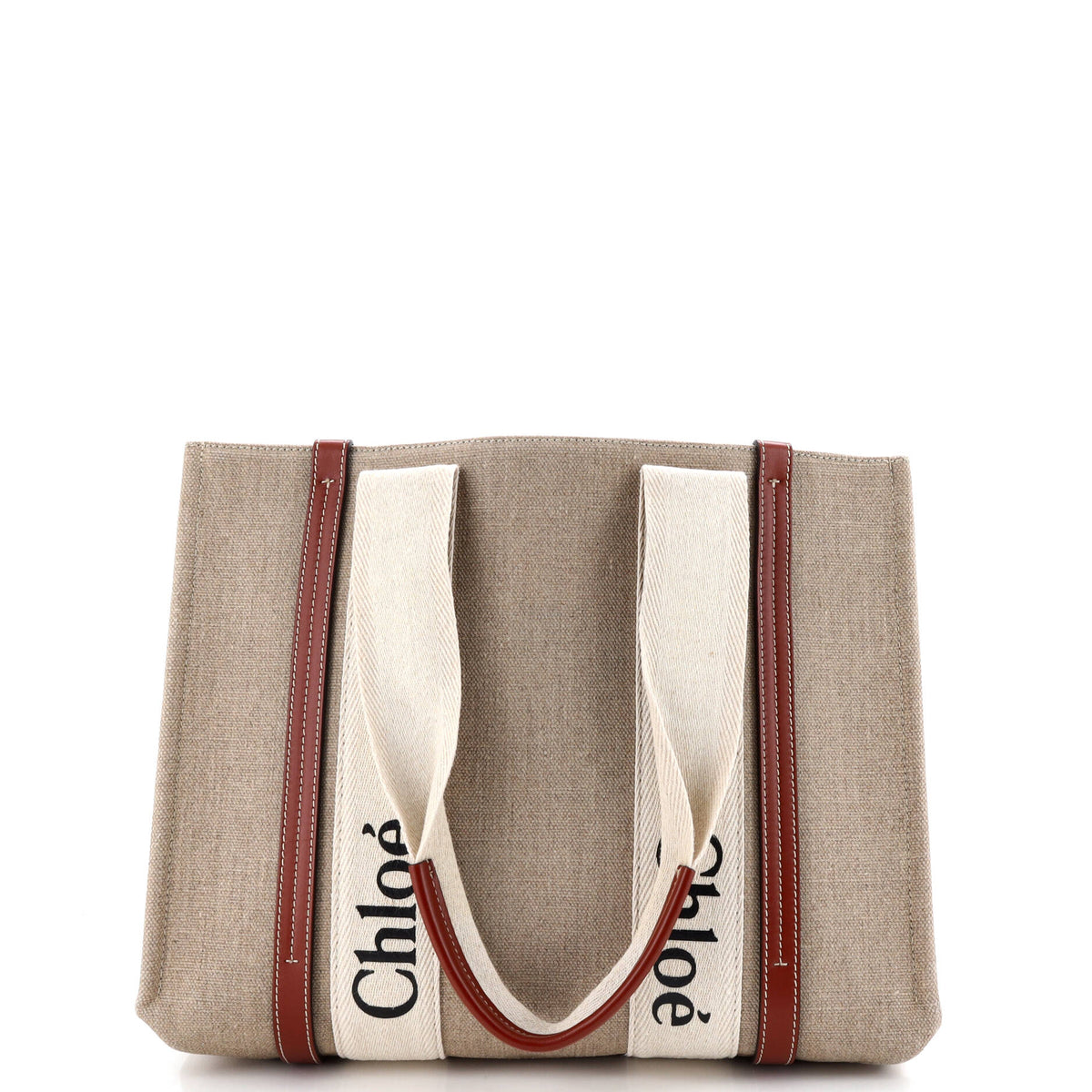 Chloe CHLOE Woody Tote Canvas with Leather Medium