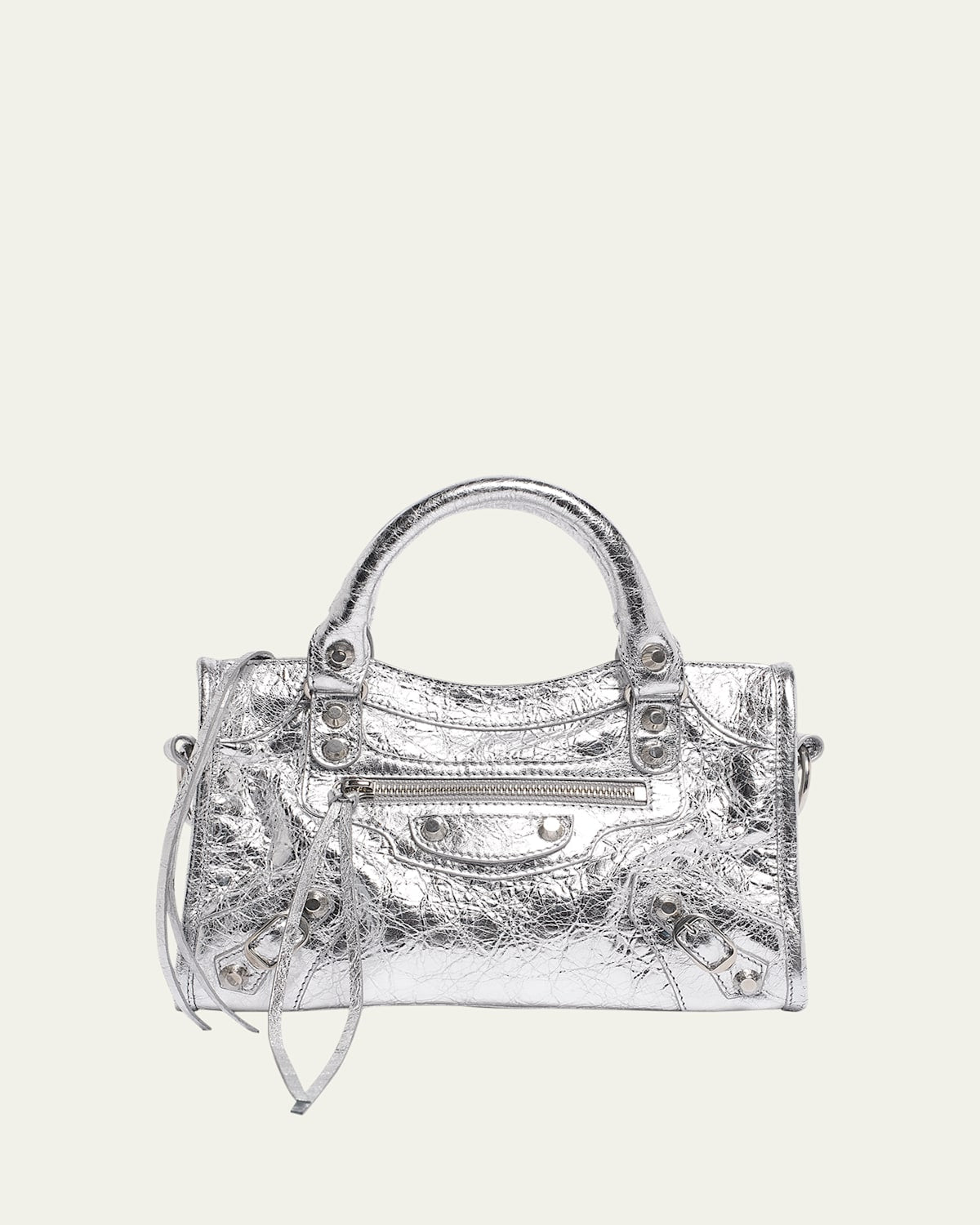 Balenciaga Le City Mini Metallic Leather Top-Handle Bag