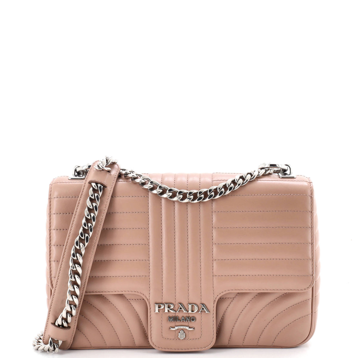 Prada PRADA Chain Flap Shoulder Bag Diagramme Quilted Leather Large