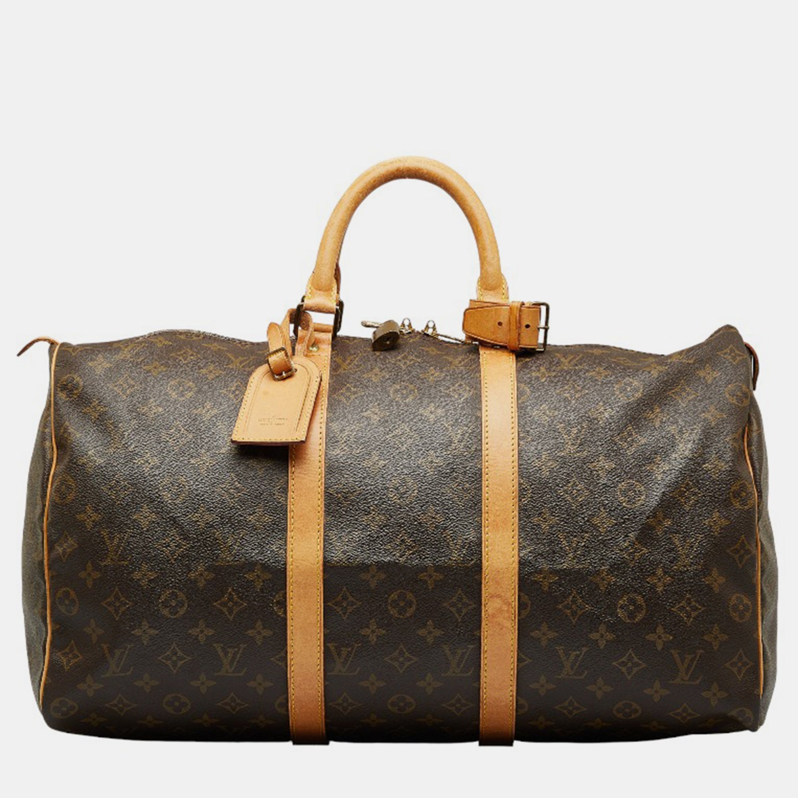 Louis Vuitton Sac de voyage Keepall 50 en toile marron avec monogramme