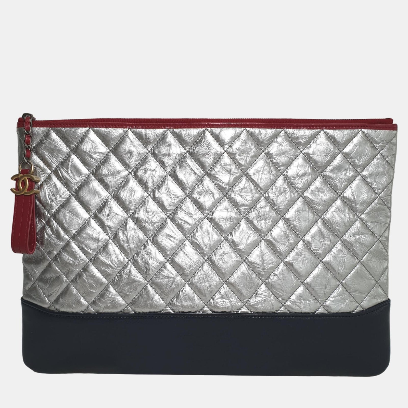 Chanel Silver Leather Gabrielle clutch