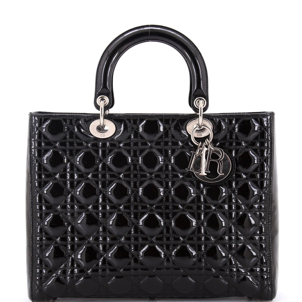 Christian Dior Vintage Lady Dior Bag Cannage Quilt Patent Large