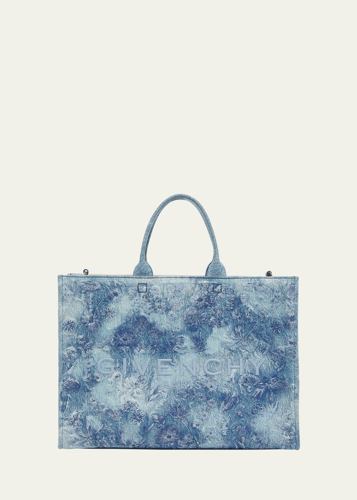 Givenchy Sac fourre-tout G-Tote de taille moyenne en denim vieilli à fleurs