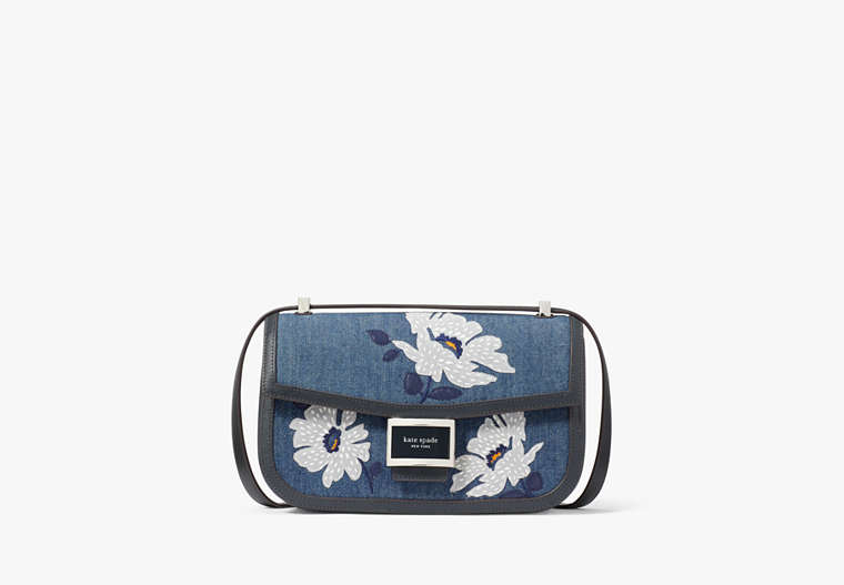 Kate Spade New York Verzierte, mittelgroße, wandelbare Denim-Schultertasche „Katy“