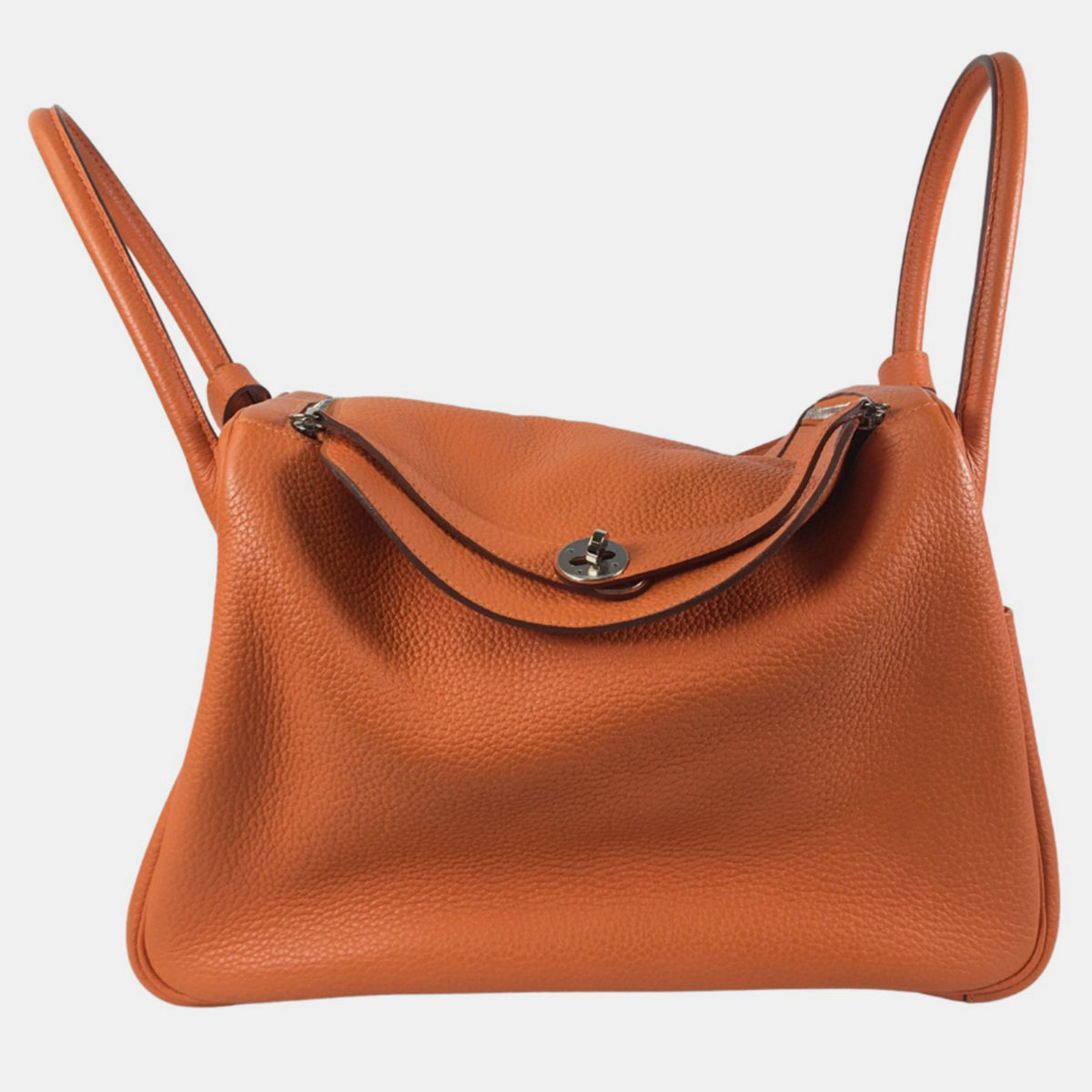 Hermès Orange Clemence Lindy 34 Handbag