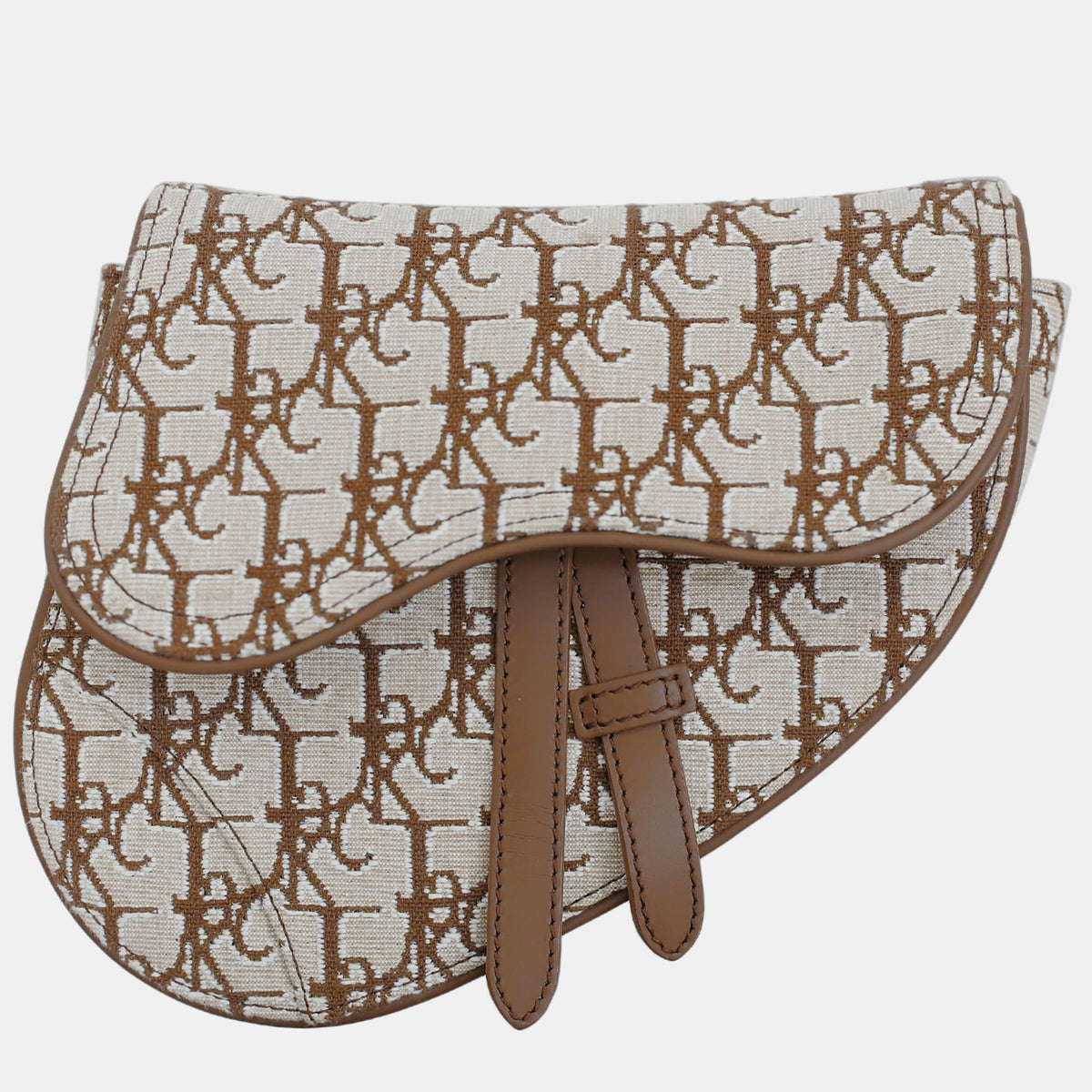 Dior Christian Brown Canvas Cactus Jack Oblique Mini Saddle Crossbody Bag