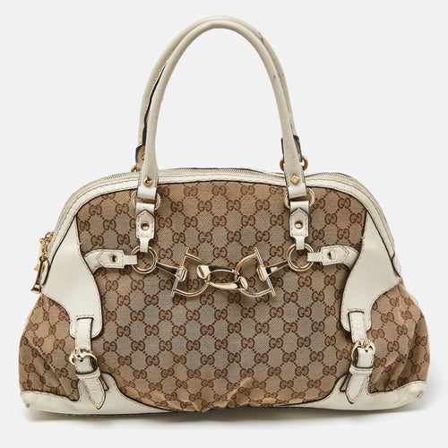Beige/Off White GG Canvas and Leather Bag