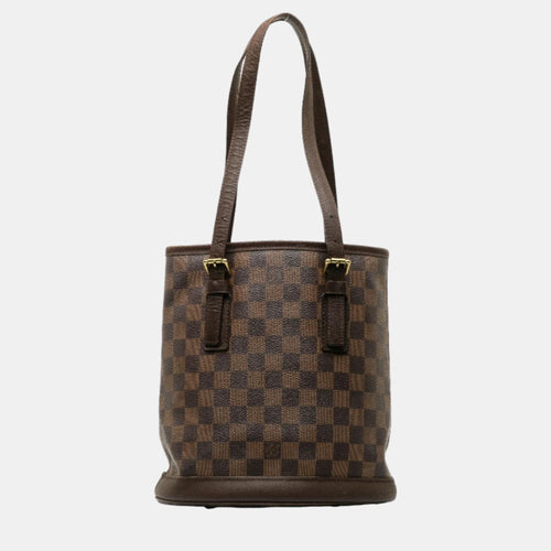 Brown Canvas Damier Ebene Marais Tote Bag