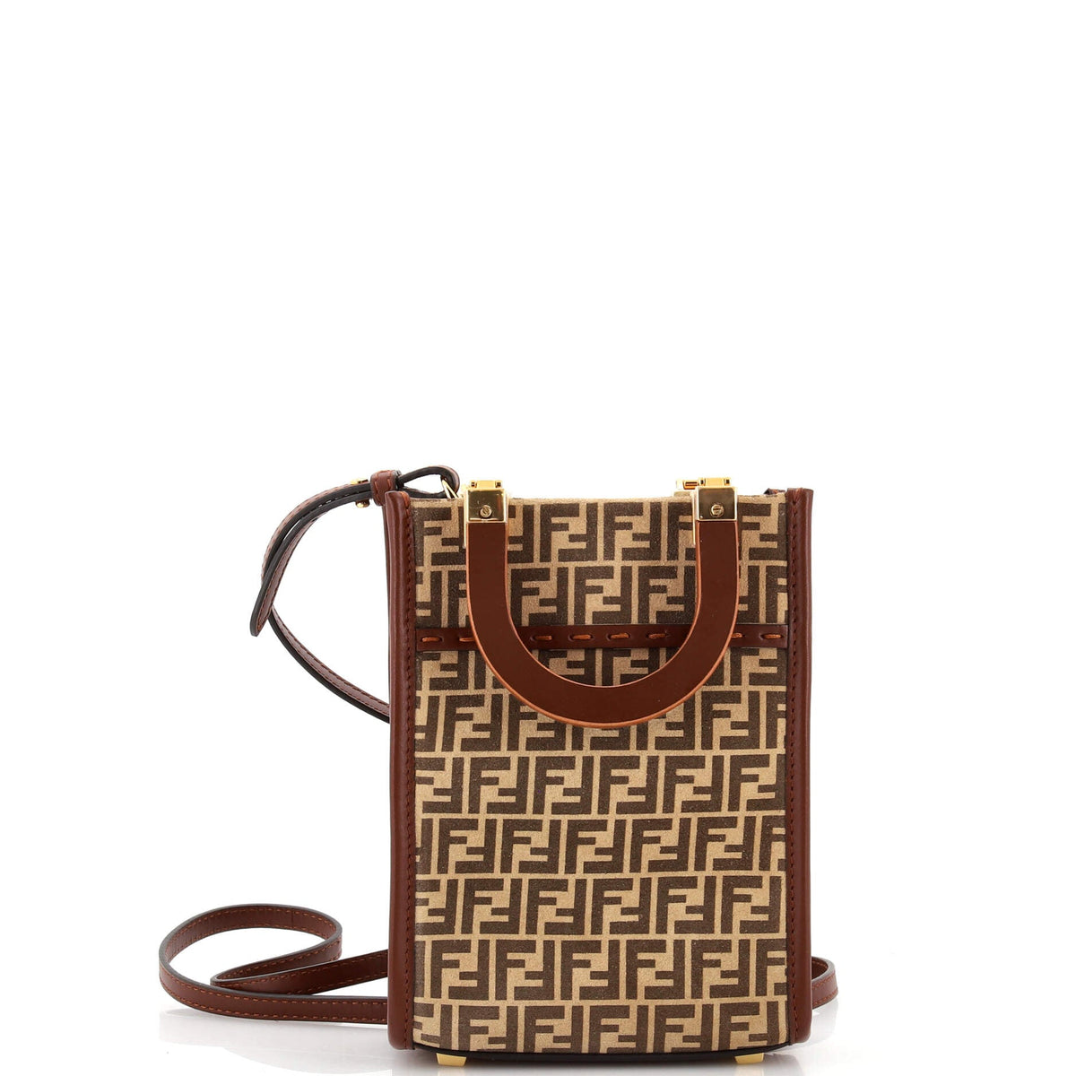 Fendi FENDI Sunshine Shopper Tote Zucca Suede Mini