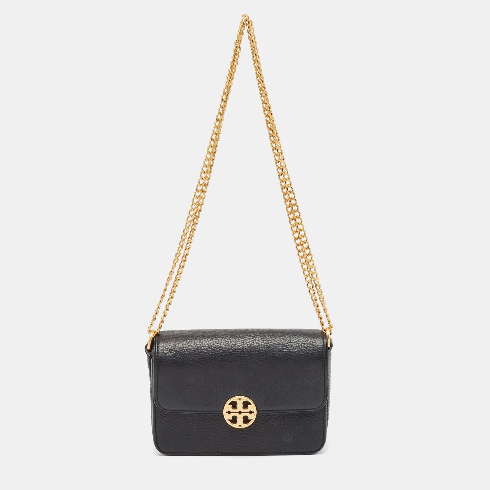 Tory Burch Schwarze Mini-Chelsea-Umhängetasche aus Leder