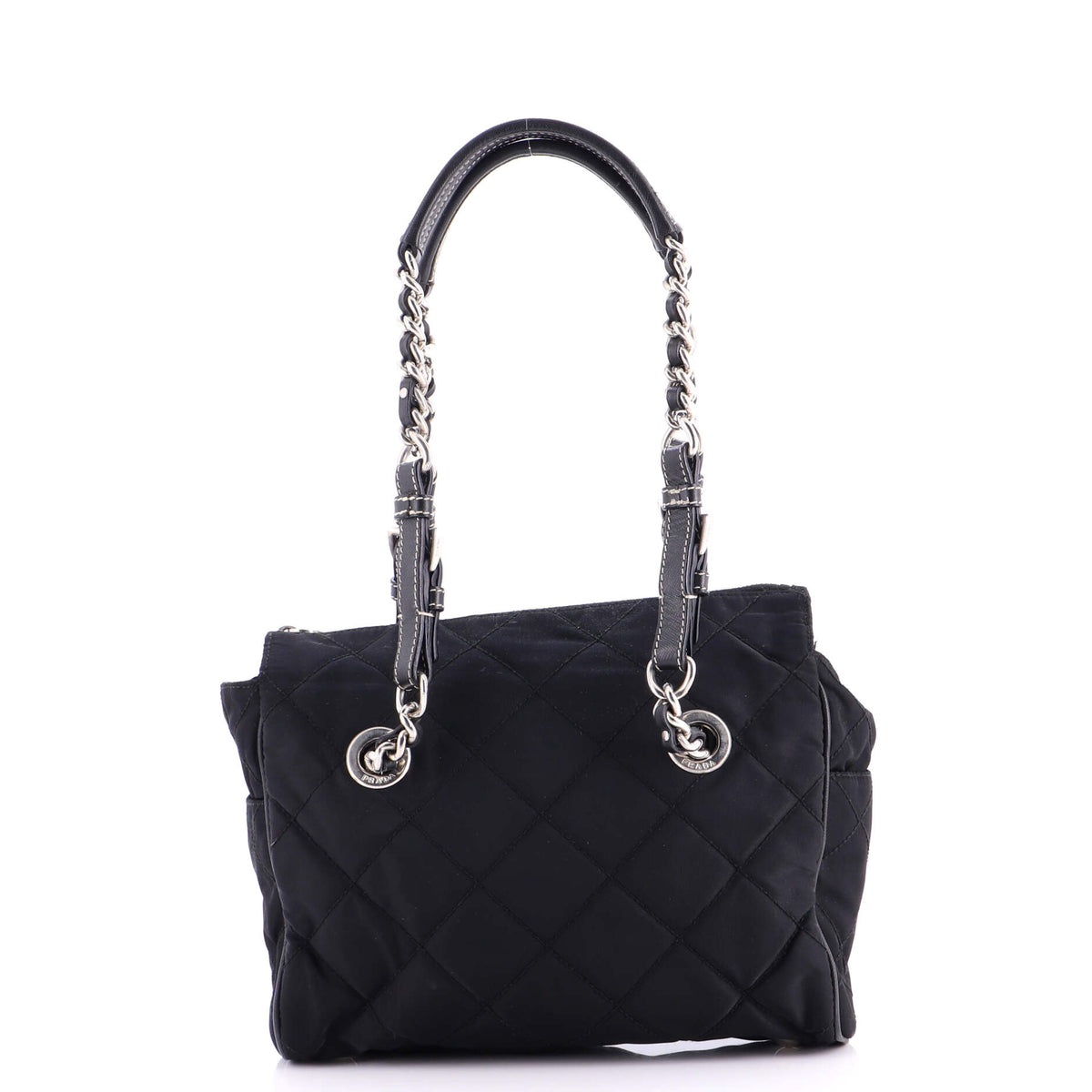 Prada PRADA Convertible Chain Tote Quilted Tessuto Medium