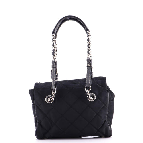 PRADA Convertible Chain Tote Quilted Tessuto Medium