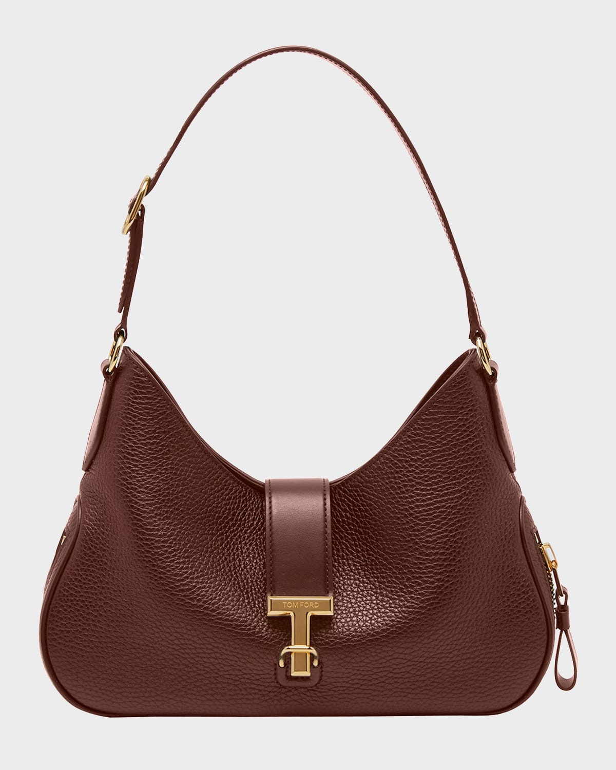 Tom Ford Monarch Medium Zip Grain Leather Hobo Bag