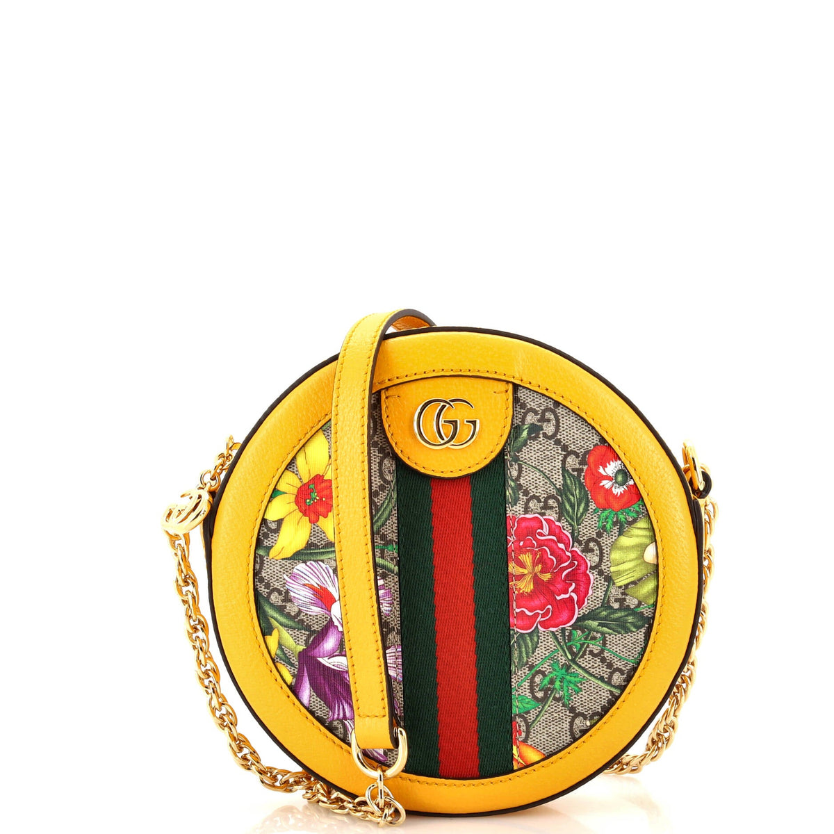 Gucci GUCCI Ophidia Round Shoulder Bag Flora GG Coated Canvas Mini