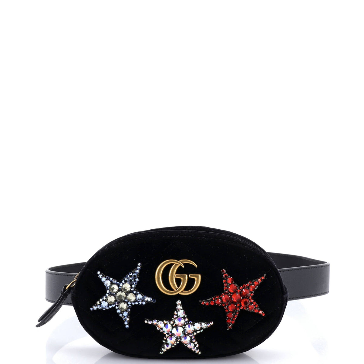 Gucci GUCCI GG Marmont Belt Bag Embellished Matelasse Velvet