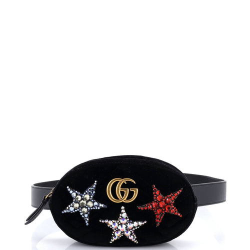 GUCCI GG Marmont Belt Bag Embellished Matelasse Velvet