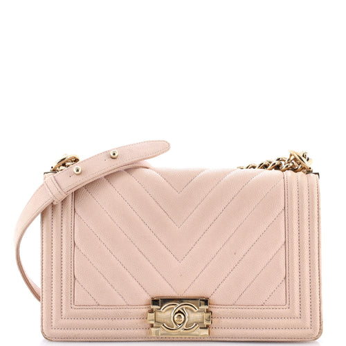 CHANEL Boy Flap Bag Chevron Caviar Old Medium