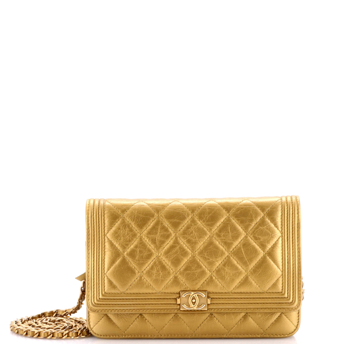 Chanel CHANEL Boy Wallet on Chain Quilted Aged Calfskin