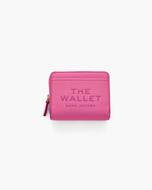 The Leather Mini Compact Wallet in Bow Pink