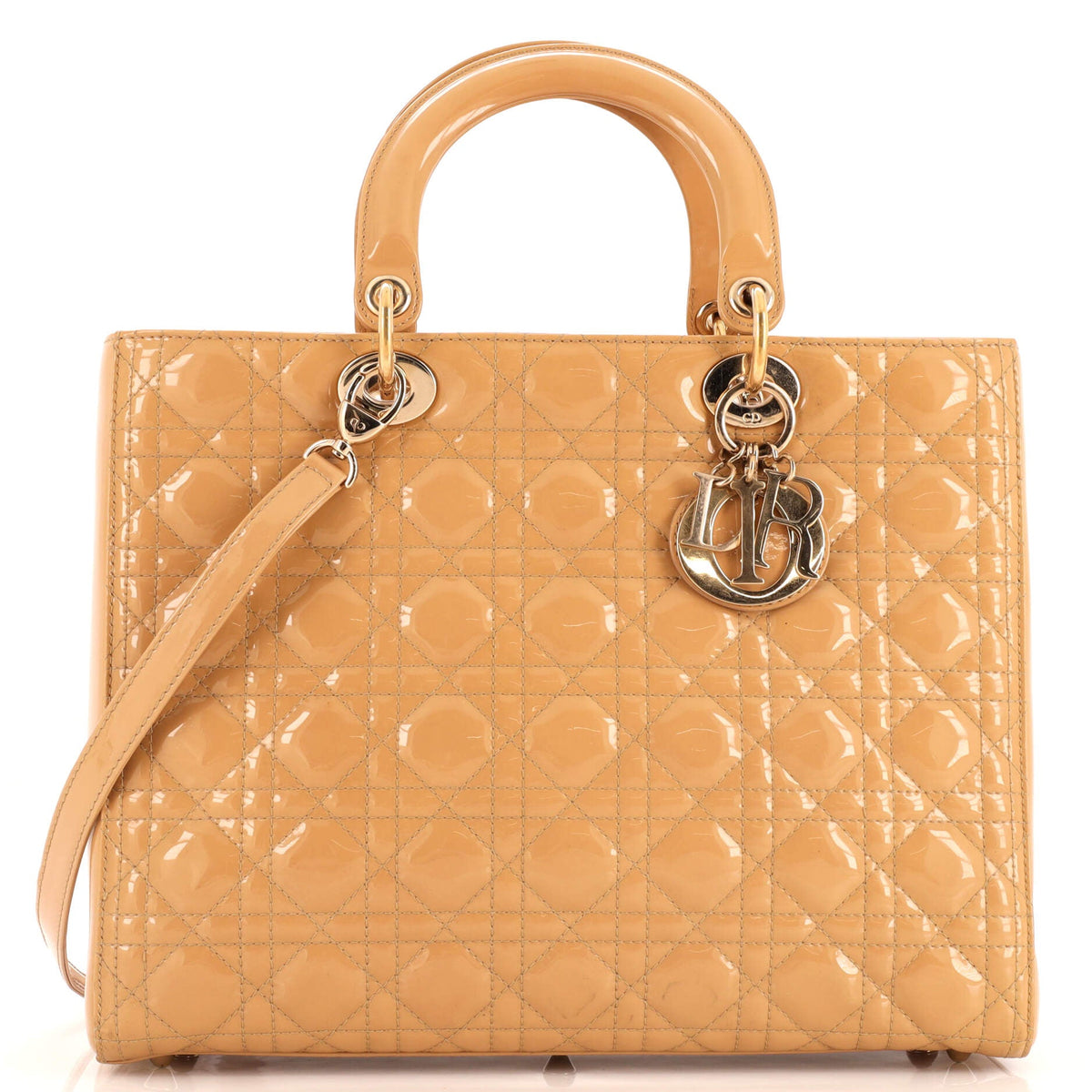 Christian Dior Lady Dior Bag Cannage Quilt Patent Large