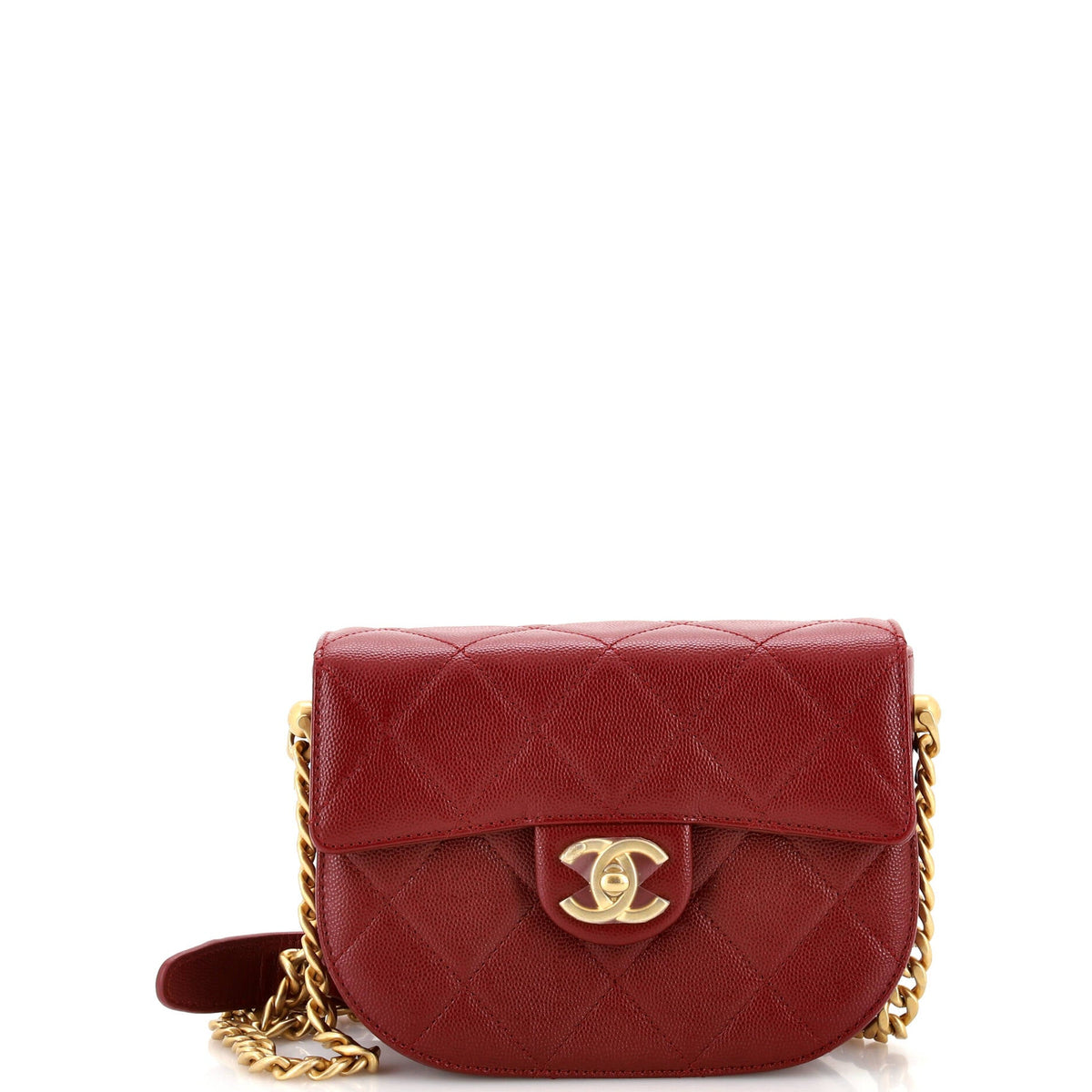 Chanel CHANEL Moon Flap Messenger Bag Quilted Caviar Small