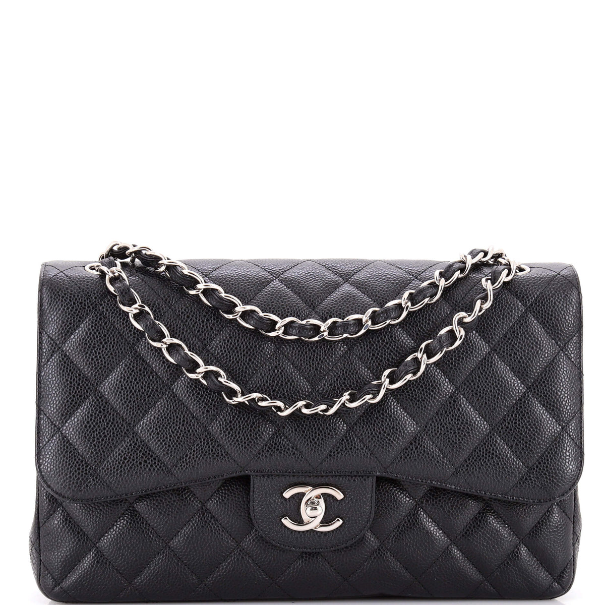 Chanel CHANEL Classic Double Flap Bag Quilted Caviar Jumbo
