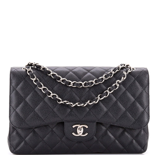 CHANEL Classic Double Flap Bag Quilted Caviar Jumbo