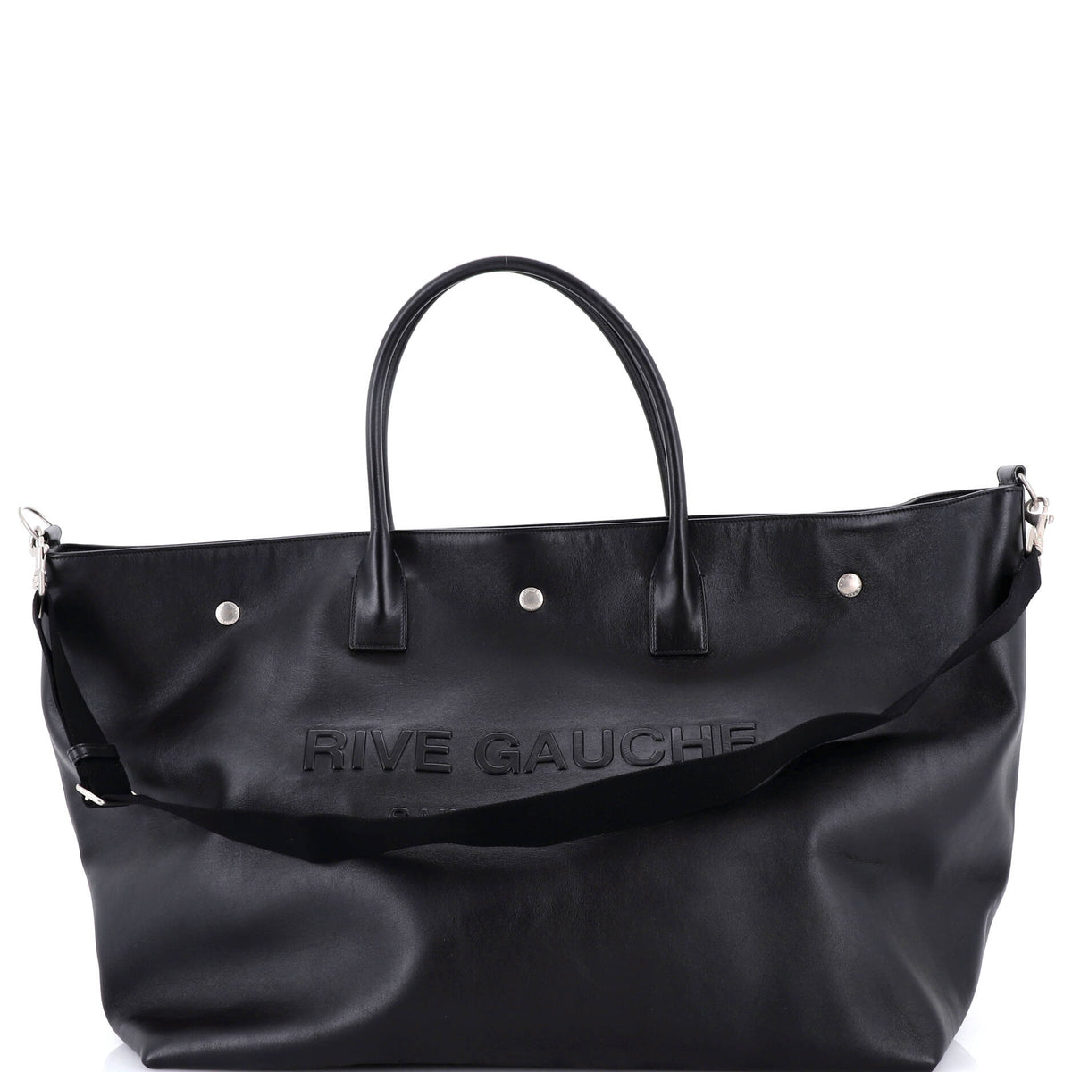 Saint Laurent Rive Gauche Shopper Tote Embossed Leather Maxi