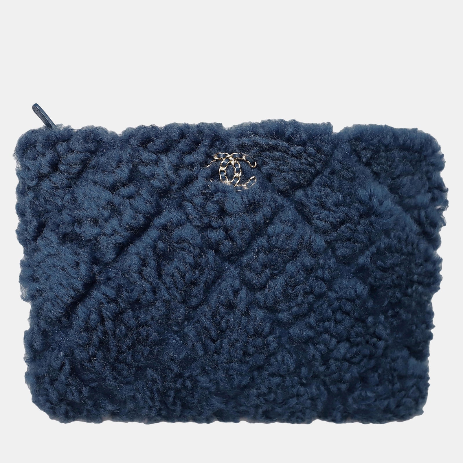 Chanel Blue Shearling 19 Cosmetic Case Bag