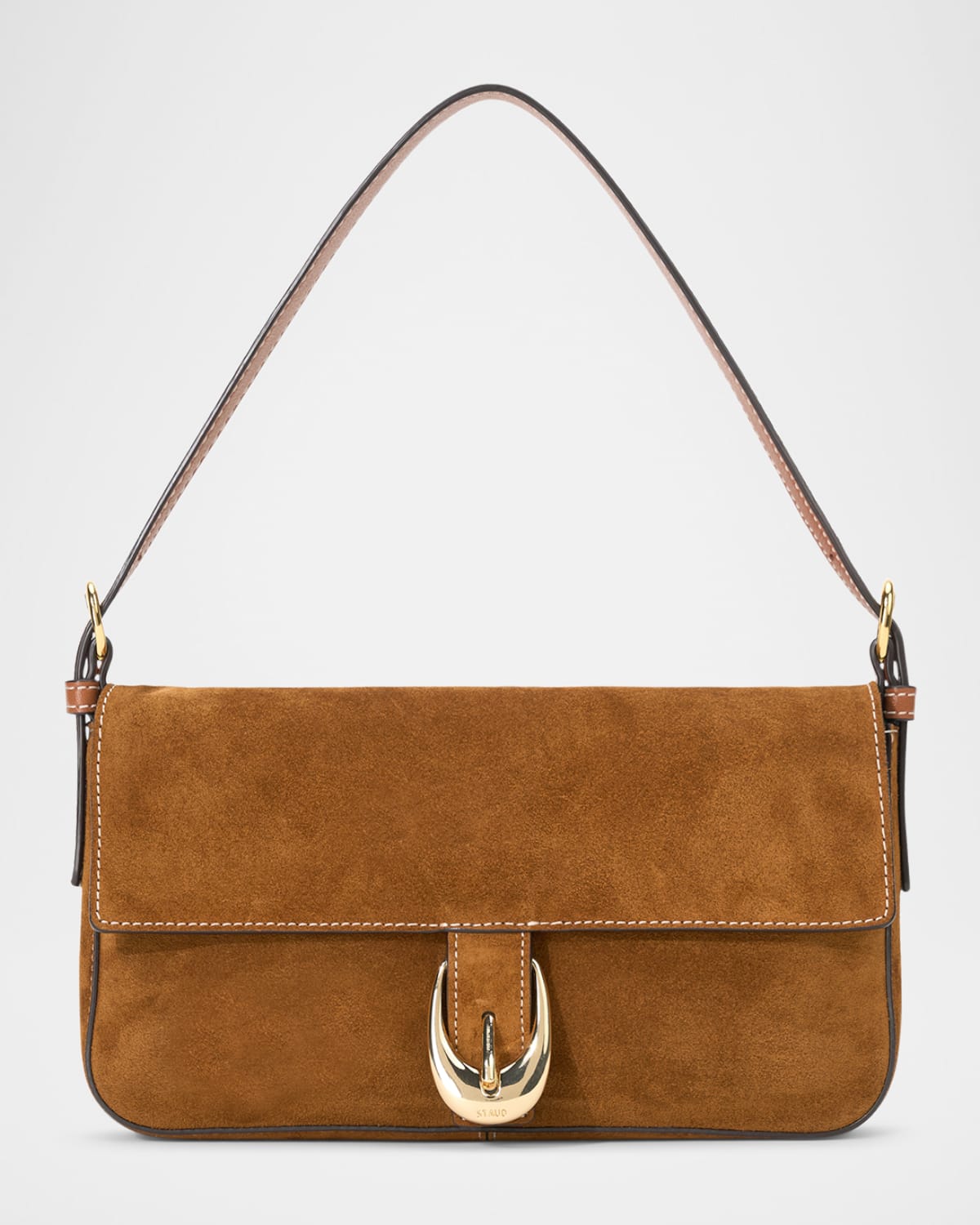 Staud Harlow Buckle Suede Shoulder Bag