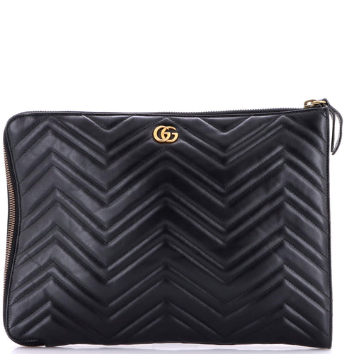 GUCCI GG Marmont Portfolio Clutch Matelasse Leather