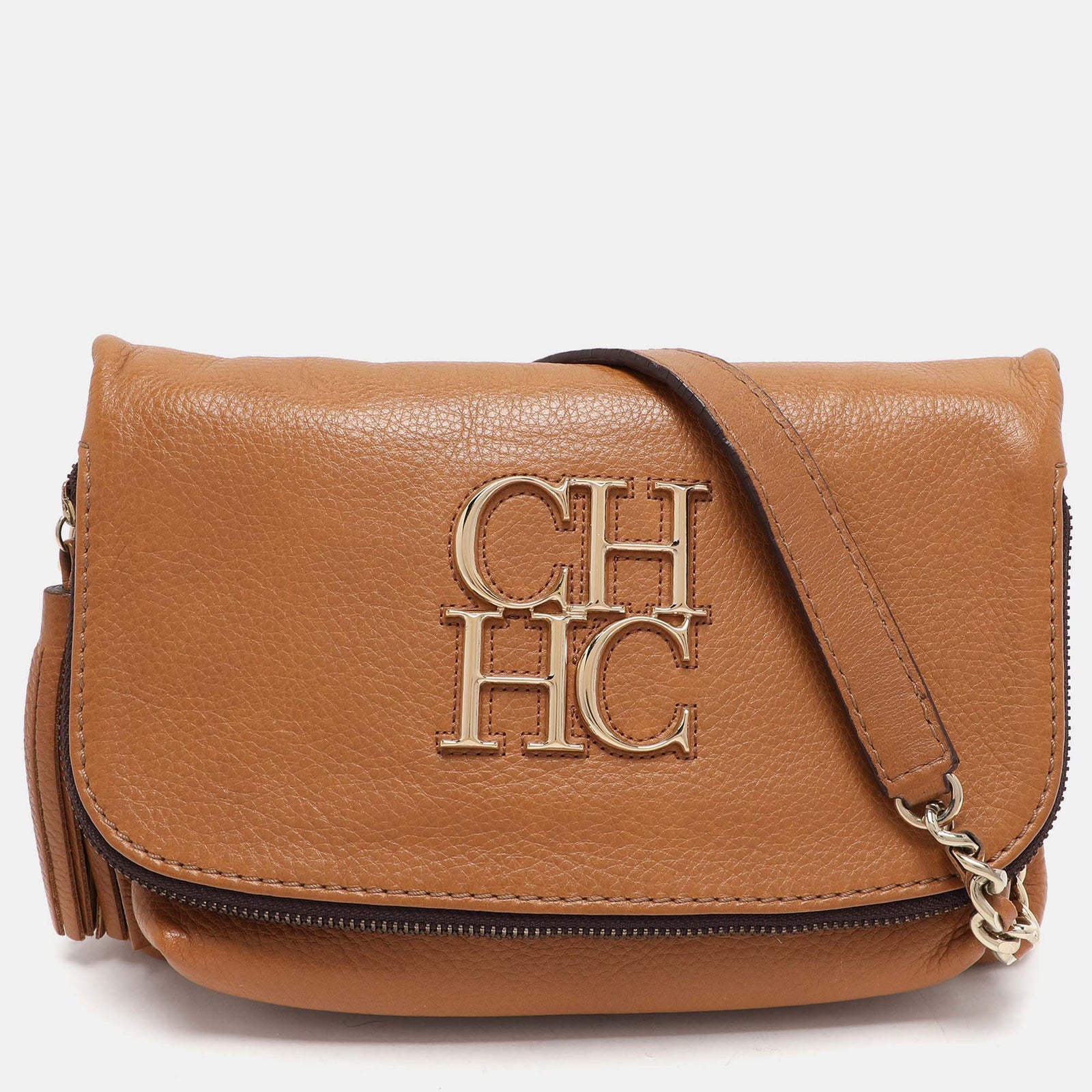 Ch Carolina Herrera Sac à bandoulière en cuir marron