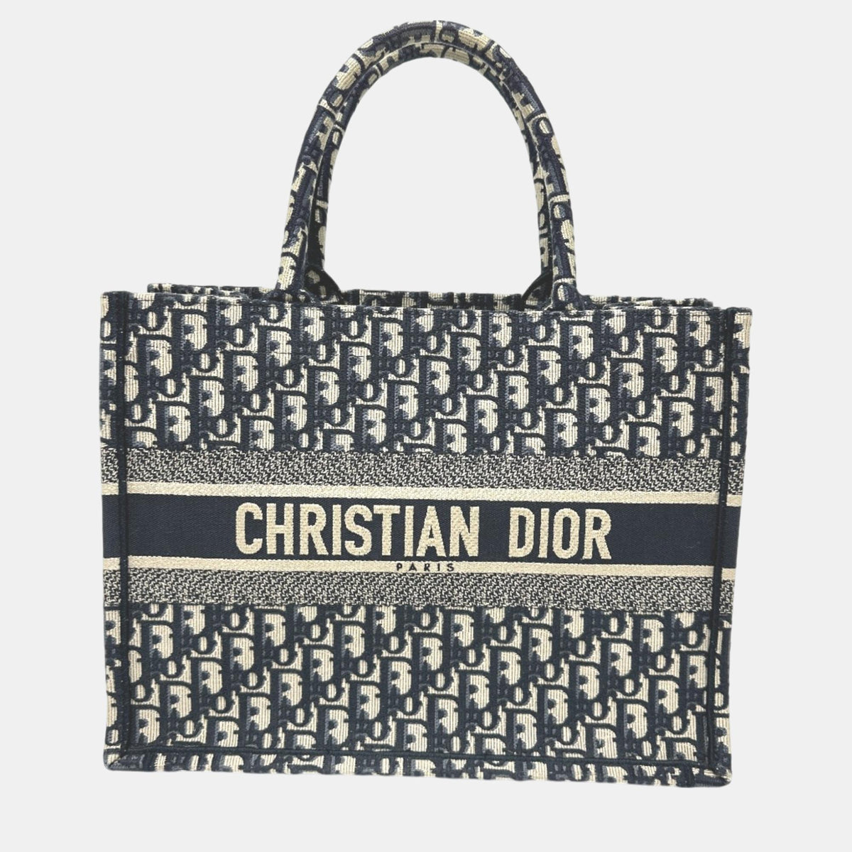 Dior Navy Blue Oblique Canvas Medium Book Tote Tote Bag