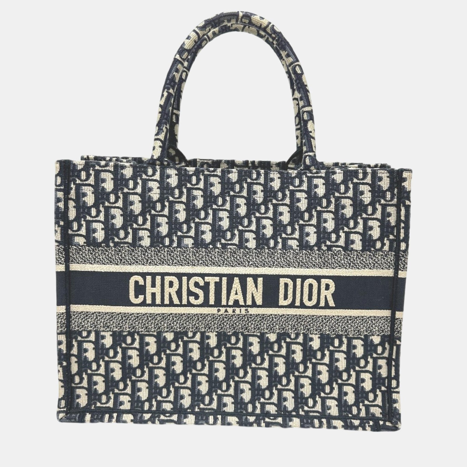 Dior Marineblaue schräge Canvas-Tasche, mittelgroß, für Bücher