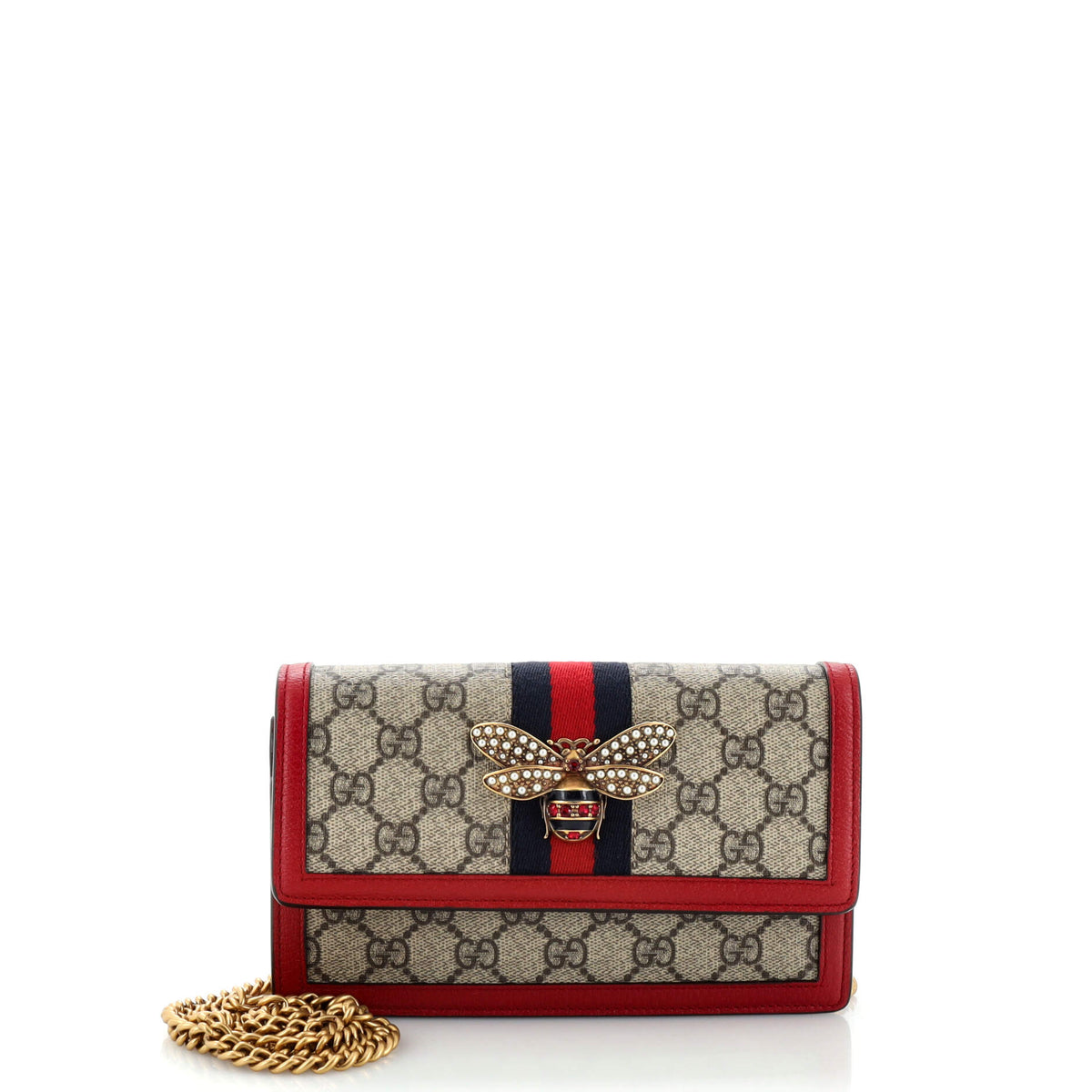Gucci GUCCI Queen Margaret Chain Wallet GG Coated Canvas Mini