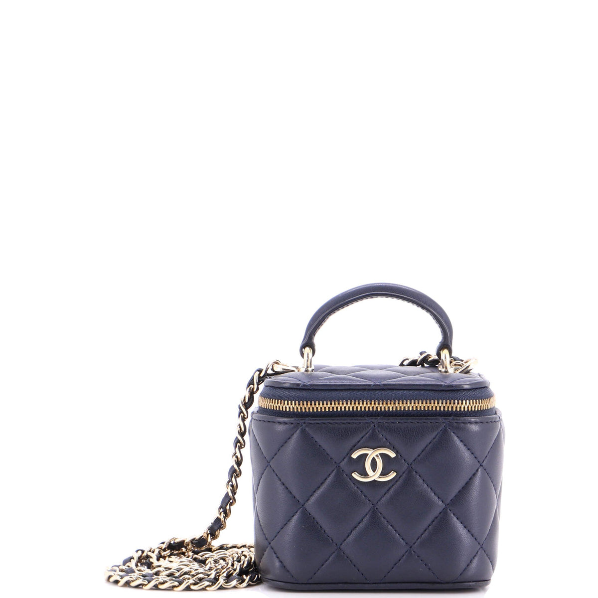Chanel CHANEL Classic Top Handle Vanity Case with Chain Quilted Lambskin Mini