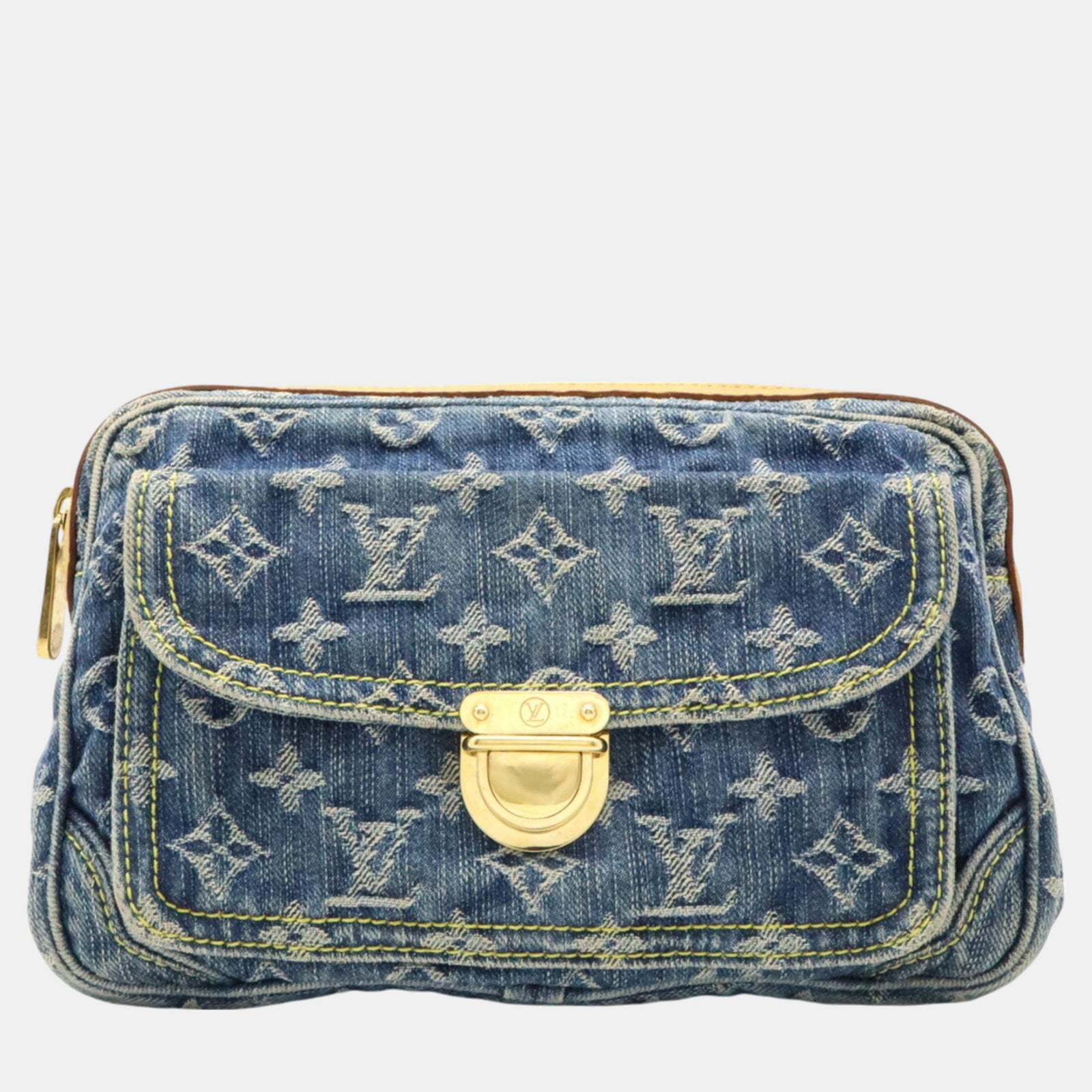 Louis Vuitton Blaue Gürteltasche aus Denim mit Monogramm