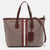 Burgundy Coated Canvas and Leather Gemini Link Top Zip Tote